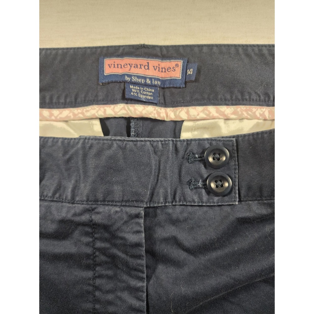 Vineyard Vines Womens Navy Crop Chino Pants Size 14 Capri Cotton Preppy Whale - Picture 5 of 8